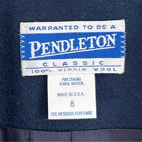 Pendleton Blazer Vintage Classic Virgin Wool Dress Jacket Navy Blue 8 - Picture 5 of 17